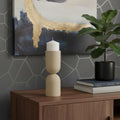 11 Beige Metal Tabletop Pillar Candle Holder