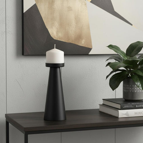 10 Black Metal Tabletop Pillar Candle Holder