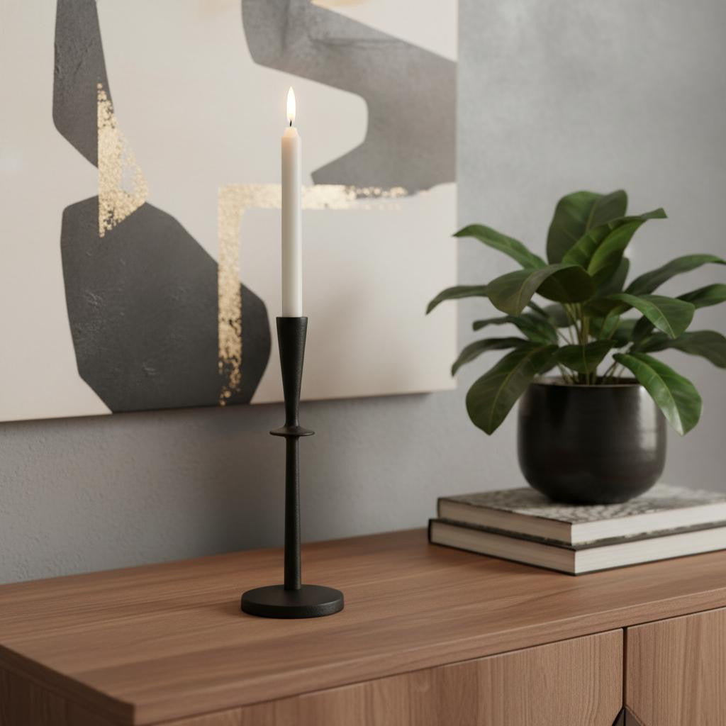 13 Black Metal Abstract Tabletop Candle Holder