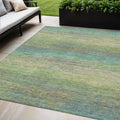 5 X 8 Artichoke Green Striped Washable Indoor Outdoor Area Rug