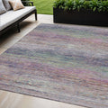 5 X 8 Blush Striped Washable Indoor Outdoor Area Rug
