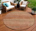 8 Copper Round Striped Washable Indoor Outdoor Area Rug