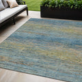 5 X 8 Denim Blue Striped Washable Indoor Outdoor Area Rug