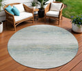 8 Linen Round Striped Washable Indoor Outdoor Area Rug