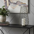 16 Gold Distressed Lattice Metal Tabletop Lantern Candle Holder