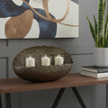 12 Bronze Distressed Hammered Glass And Metal Hurricane Candle Holder