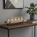 7 Black And Brown Distressed Mirrored Solid Wood Metal And Glass Tabletop Votive Candle Holder