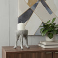 7 Gray Distressed Abstract Ceramic Tabletop Pillar Candle Holder