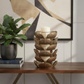 10 Bronze Distressed Botanical Leaf Metal Tabletop Hurricane Candle Holder