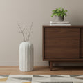 21 Gray And White Striped Ceramic Cylinder Floor Vase