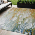 5 X 8 Orange Abstract Washable Indoor Outdoor Area Rug