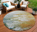 8 Orange Round Abstract Washable Indoor Outdoor Area Rug