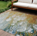 9 X 12 Orange Abstract Washable Indoor Outdoor Area Rug