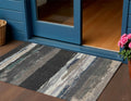 3 X 5 Black Abstract Washable Indoor Outdoor Area Rug