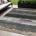 5 X 8 Black Abstract Washable Indoor Outdoor Area Rug