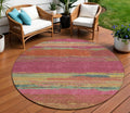 8 Blush Round Abstract Washable Indoor Outdoor Area Rug