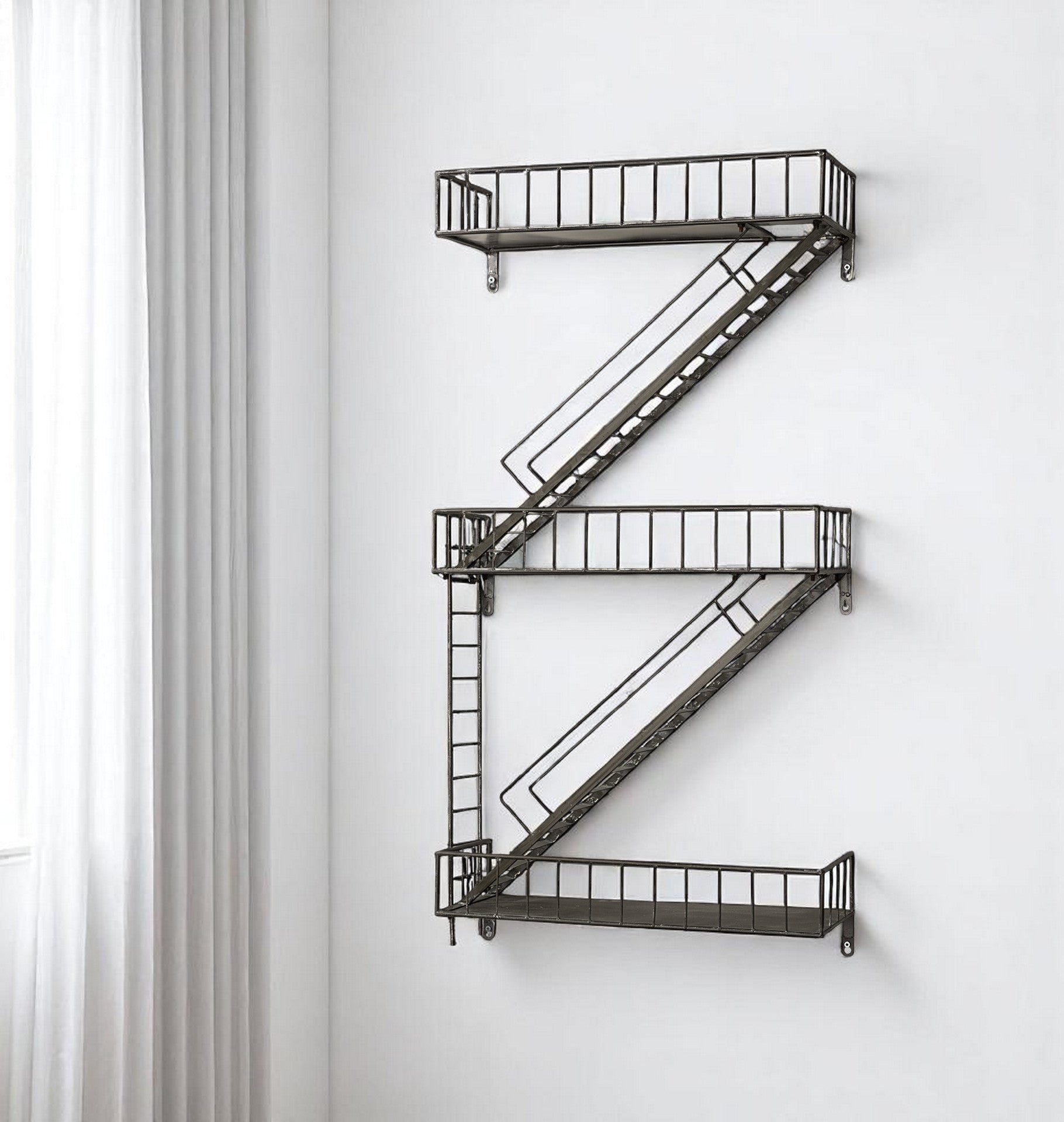21 Gunmetal Gray Metal Novelty Wall Mounted Accent Shelf