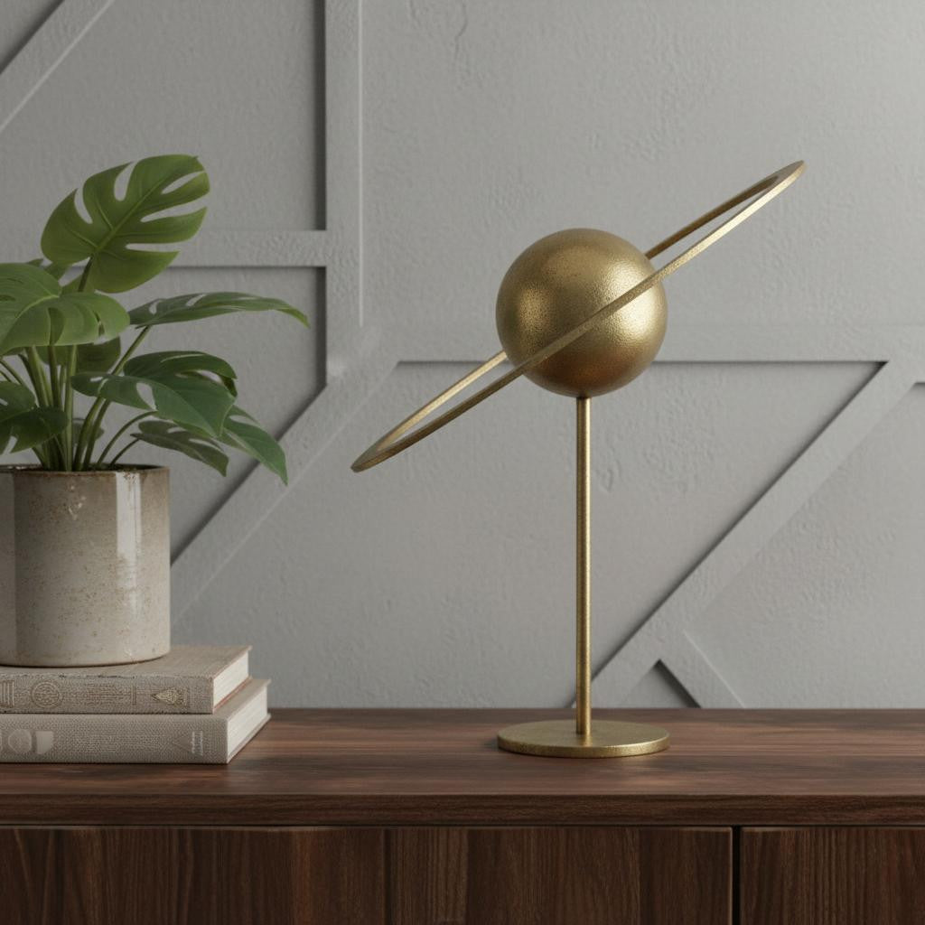 16 Gold Iron Solar System Tabletop Sculpture