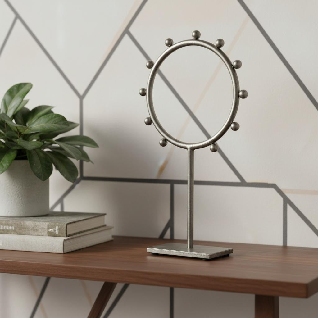 13 Gray Metal Circle Tabletop Sculpture