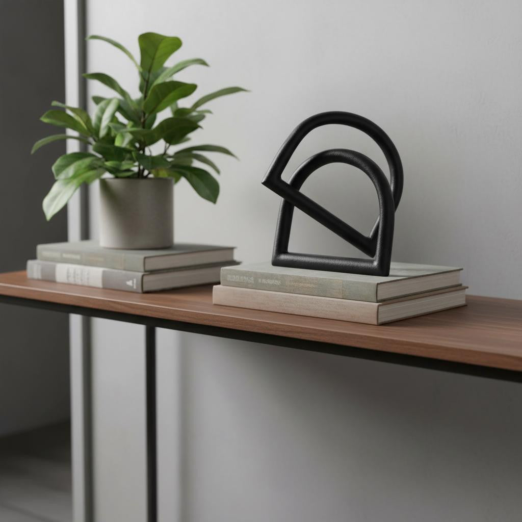 6 Black Iron Modern Abstract Tabletop Sculpture