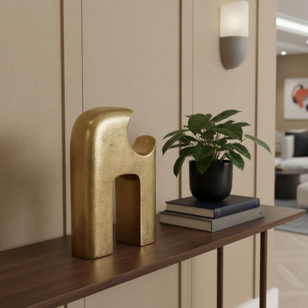 11 Antiqued Brass Aluminum Modern Abstract Tabletop Sculpture