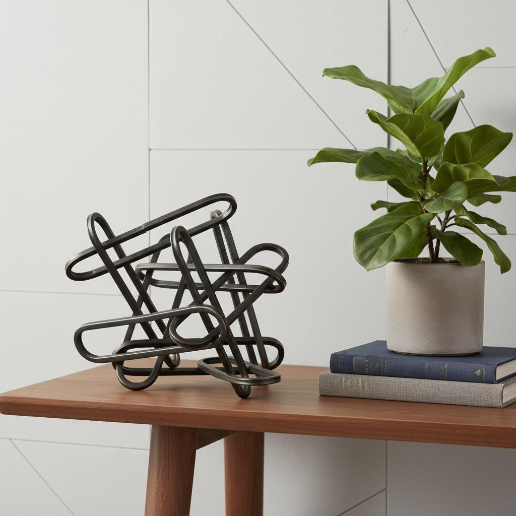 8 Black Metal Abstract Tabletop Sculpture