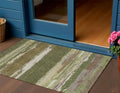 3 X 5 Olive Green Abstract Washable Indoor Outdoor Area Rug