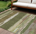 8 X 10 Olive Green Abstract Washable Indoor Outdoor Area Rug