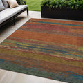 5 X 8 Terra Cotta Abstract Washable Indoor Outdoor Area Rug