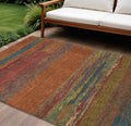 9 X 12 Terra Cotta Abstract Washable Indoor Outdoor Area Rug