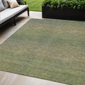 5 X 8 Fern Green Striped Washable Indoor Outdoor Area Rug