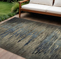 10 X 14 Coffee Abstract Washable Indoor Outdoor Area Rug