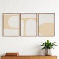 Set Of Three Encore Brown Framed Minimalistic Wall Art