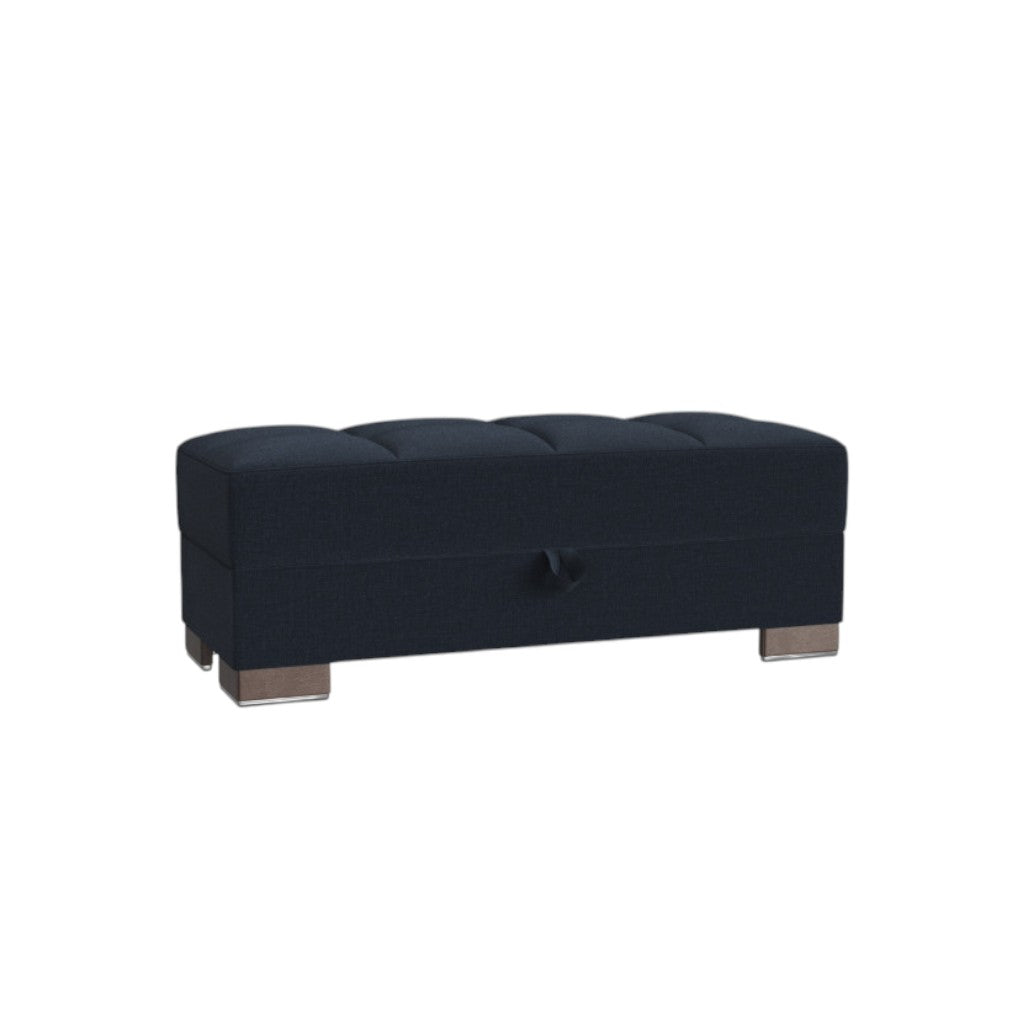 52'' Dark Blue and Brown Chenille Tufted Storage Ottoman