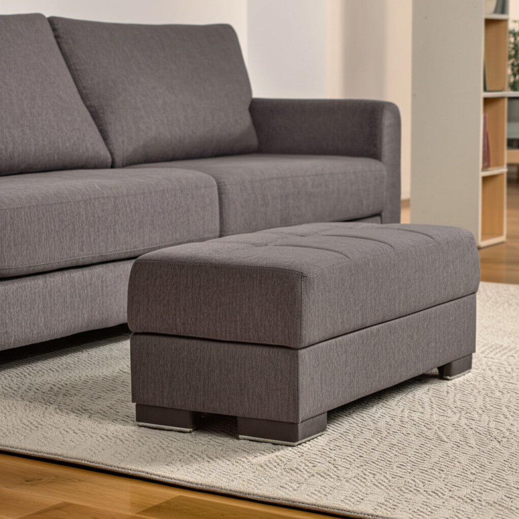 52'' Gray and Brown Chenille Tufted Storage Ottoman