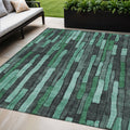 5 X 8 Sage Teal Blue And Emerald Striped Washable Indoor Outdoor Area Rug