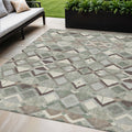 5 X 8 Sage And Off White Geometric Washable Indoor Outdoor Area Rug