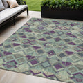 5 X 8 Blue And Purple Geometric Washable Indoor Outdoor Area Rug