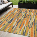 5 X 8 Orange And Beige Striped Washable Indoor Outdoor Area Rug