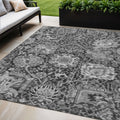 5 X 8 Gray And Ash Gray Damask Washable Indoor Outdoor Area Rug