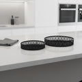 Set of Two Black Round Wicker Handmade Serving Trays