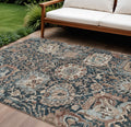 8 X 10 Taupe Blue And Beige Geometric Washable Indoor Outdoor Area Rug