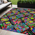 5 X 8 Black Yellow And Green Geometric Washable Indoor Outdoor Area Rug