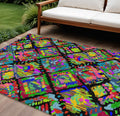 9 X 12 Black Yellow And Green Geometric Washable Indoor Outdoor Area Rug