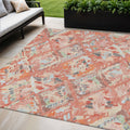 10 X 14 Coral And Orange Geometric Washable Indoor Outdoor Area Rug