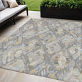 5 X 8 Gray And Brown Geometric Washable Indoor Outdoor Area Rug