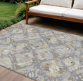 9 X 12 Gray And Brown Geometric Washable Indoor Outdoor Area Rug