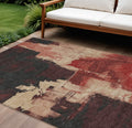 10 X 14 Brick Red And Red Abstract Washable Indoor Outdoor Area Rug