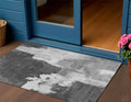 3 X 5 Gray And Smoky Black Abstract Washable Indoor Outdoor Area Rug