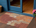 3 X 5 Orange And Burnt Orange Abstract Washable Indoor Outdoor Area Rug